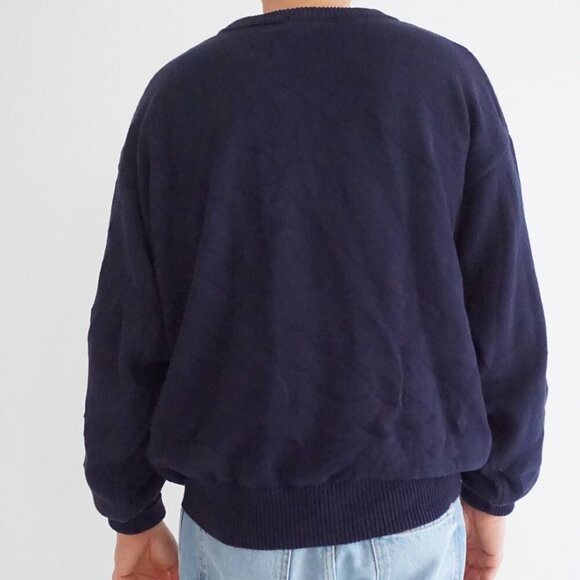Commodity Exchange Navy Cotton Embroidered Golfers Sweater Preppy Collegiate L - Picture 2 of 10